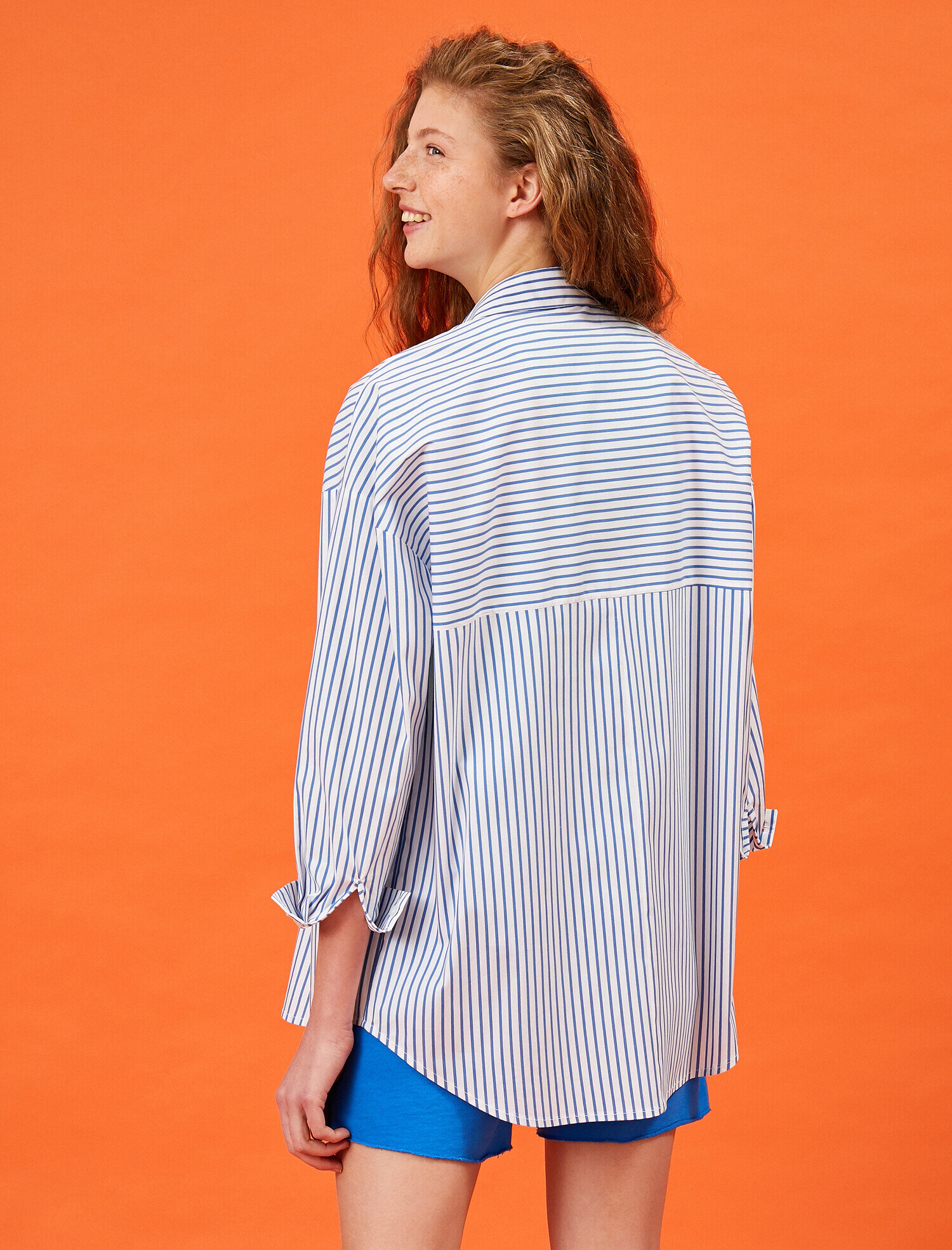   Oversize Gömlek Çizgili Pamuklu