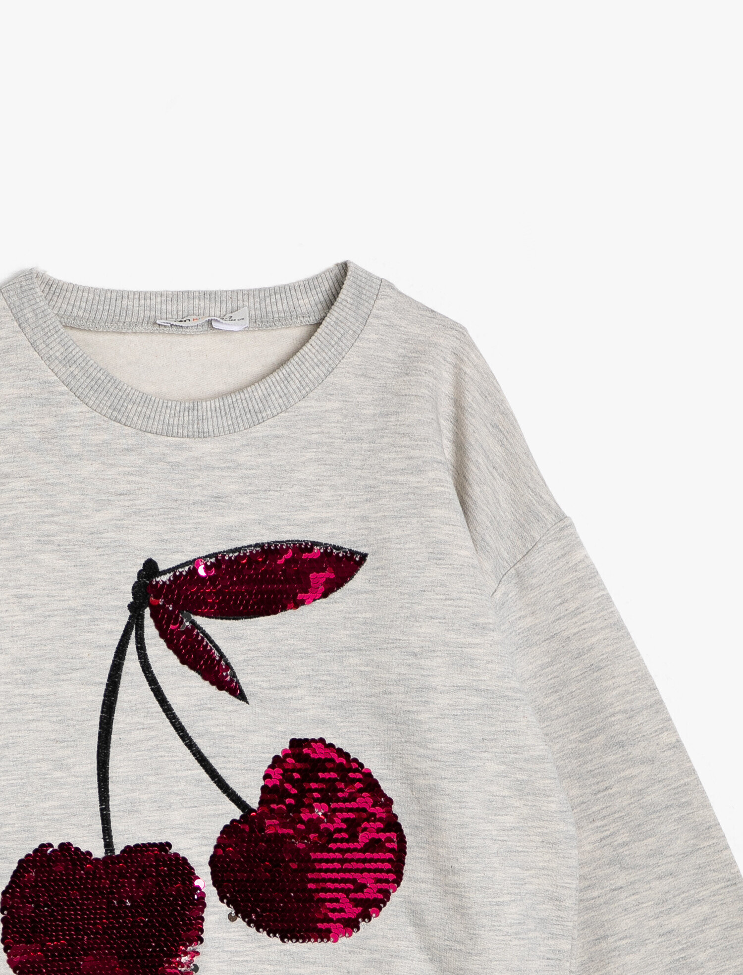  Kız Çocuk İçi Tüylü Yumuşak Sweatshirt Kumaşından Çift Taraflı Pullu Sweatshirt