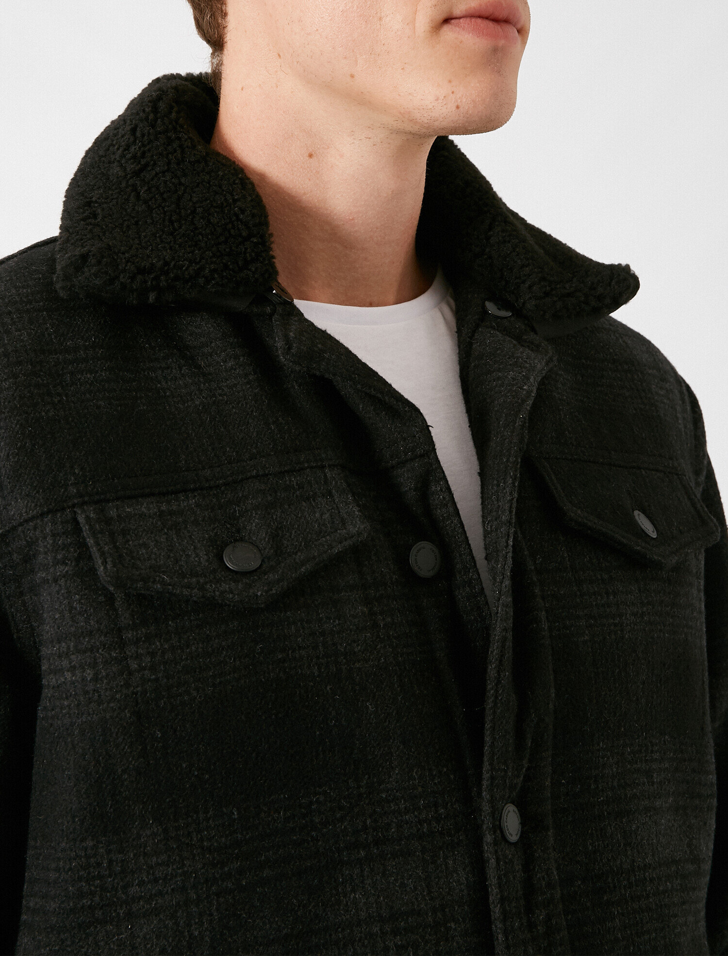 Gömlek Yaka Ekoseli Cepli Ceket