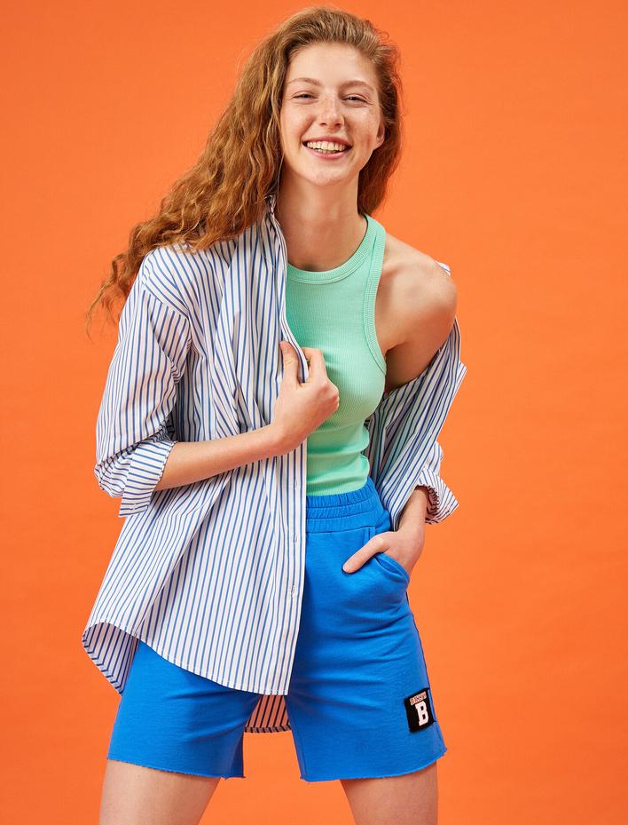  Oversize Gömlek Çizgili Pamuklu