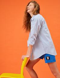 Oversize Gömlek Çizgili Pamuklu