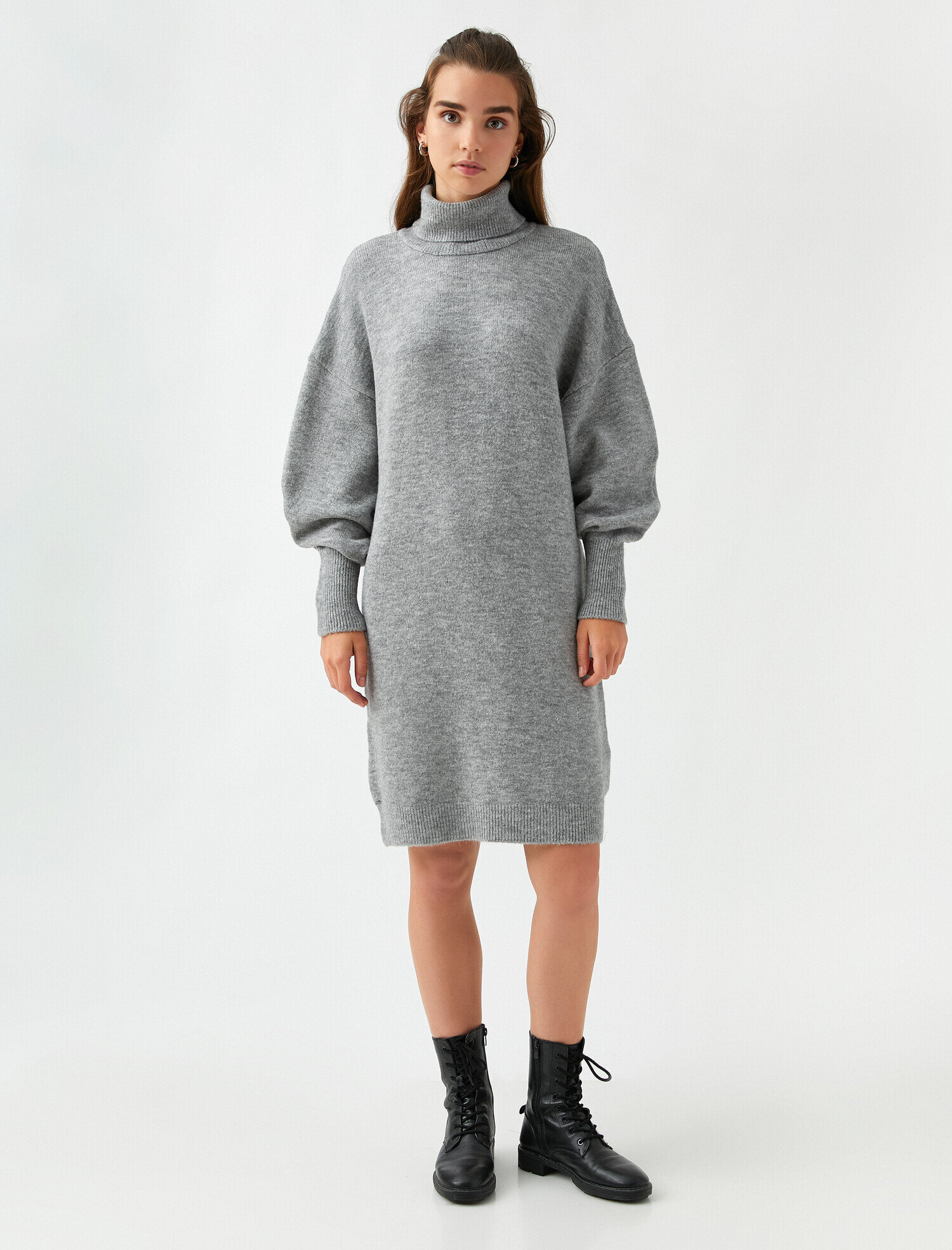   Mini Triko Elbise Relax Fit Balıkçı Yaka