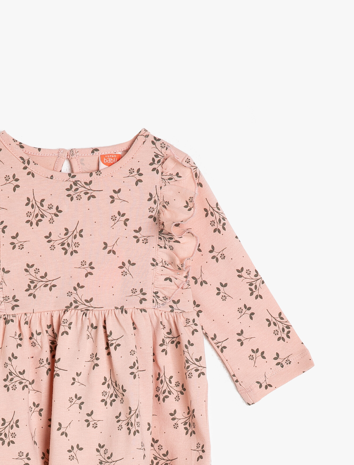  Kız Bebek Desenli Elbise Uzun Kollu