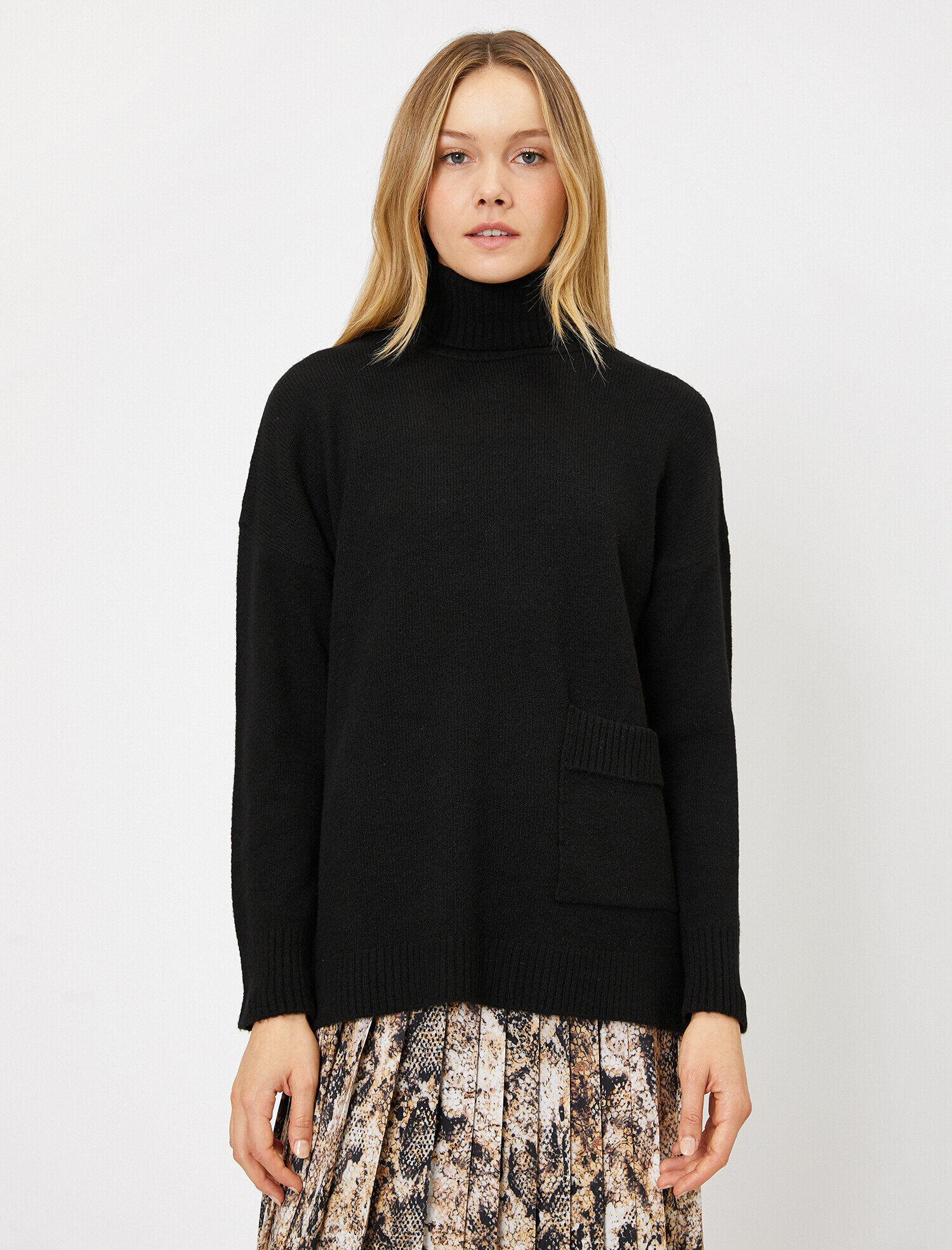   Cep Detaylı Triko Tunik