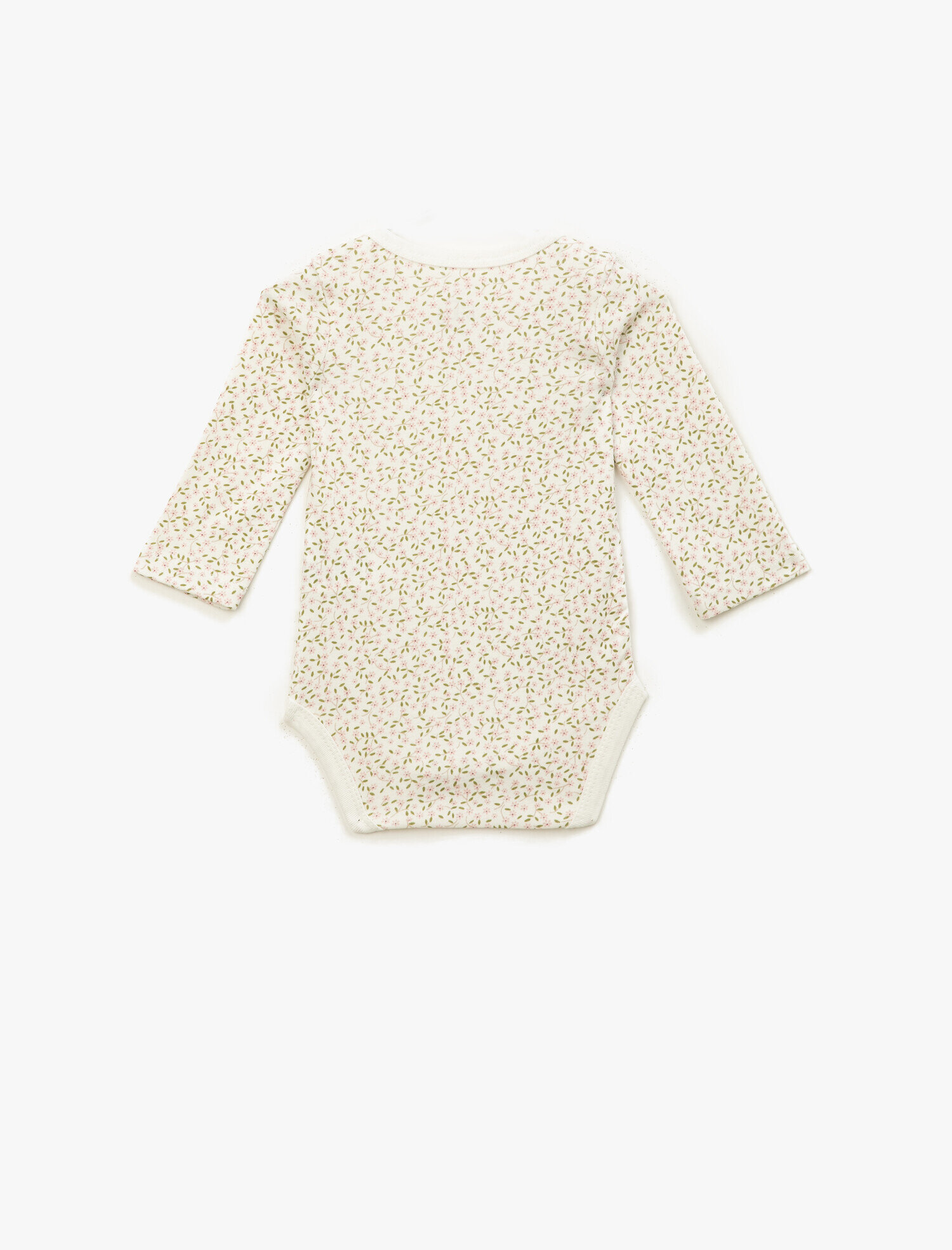  Kız Bebek Pamuklu Çiçekli Uzun Kollu Çıtçıtlı Body