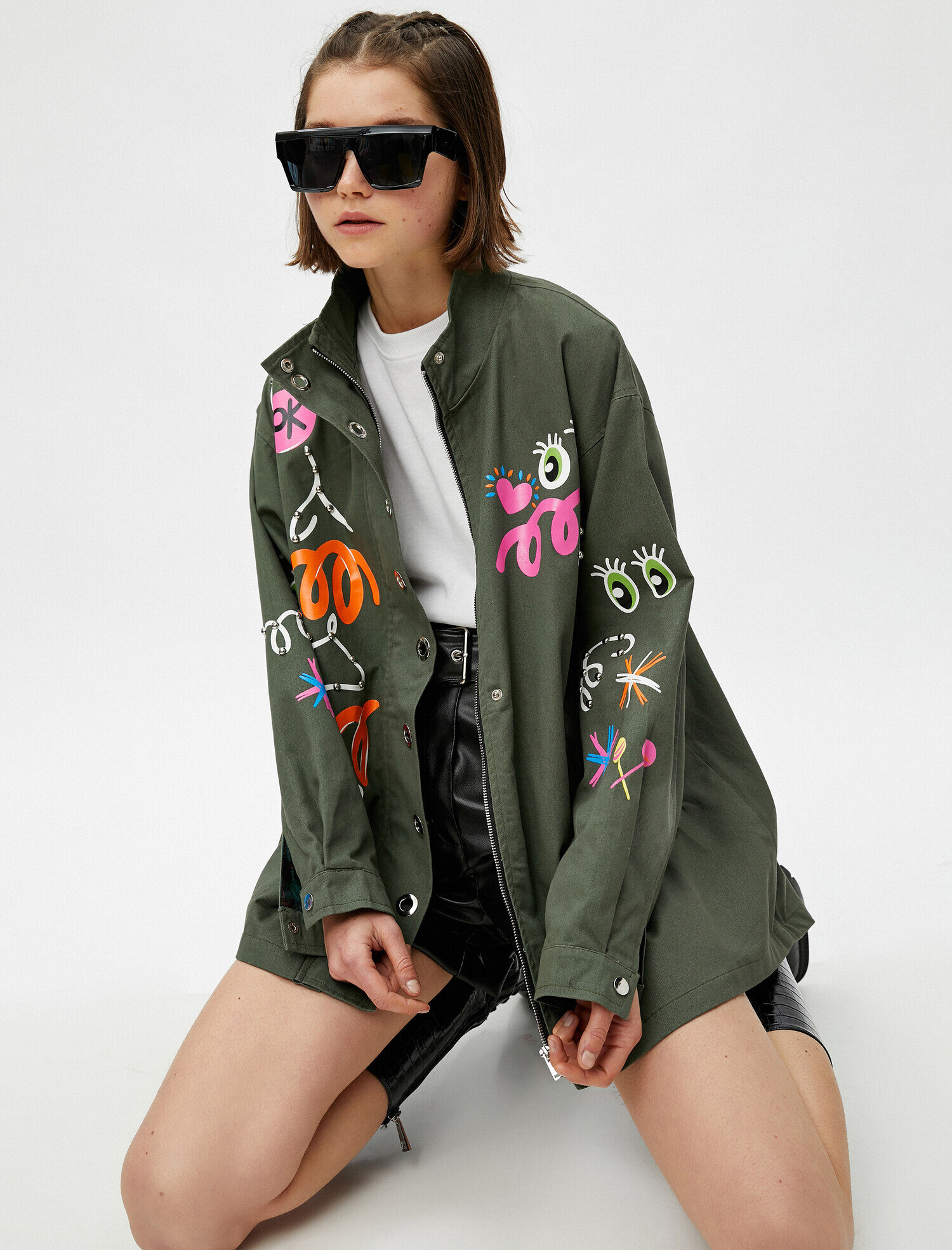  Baskılı Oversize Parka