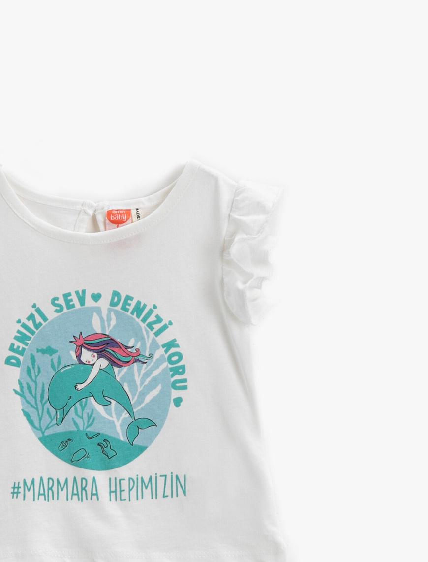  Kız Bebek Marmara Temalı Baskılı Tişört Pamuklu