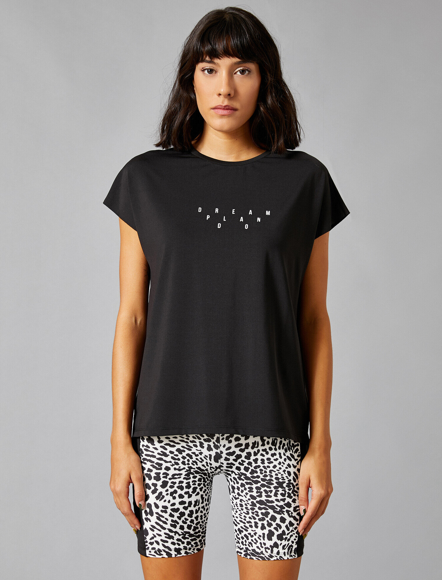   Spor Tişört Yazılı Kısa Kollu