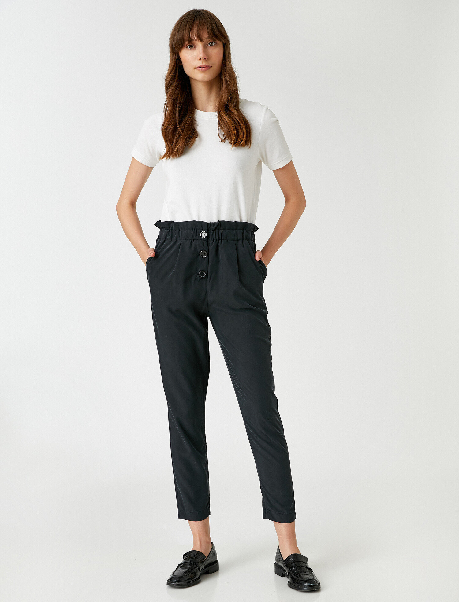   Yüksek Bel Pantolon Pileli Rahat Kesim