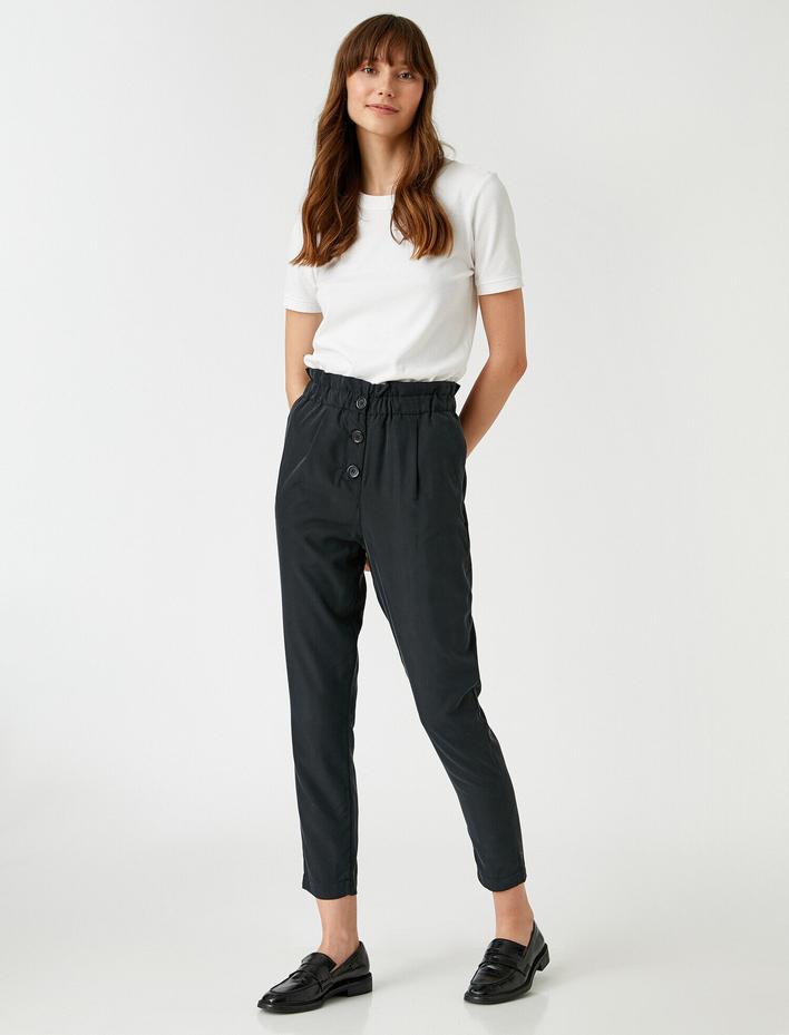  Yüksek Bel Pantolon Pileli Rahat Kesim