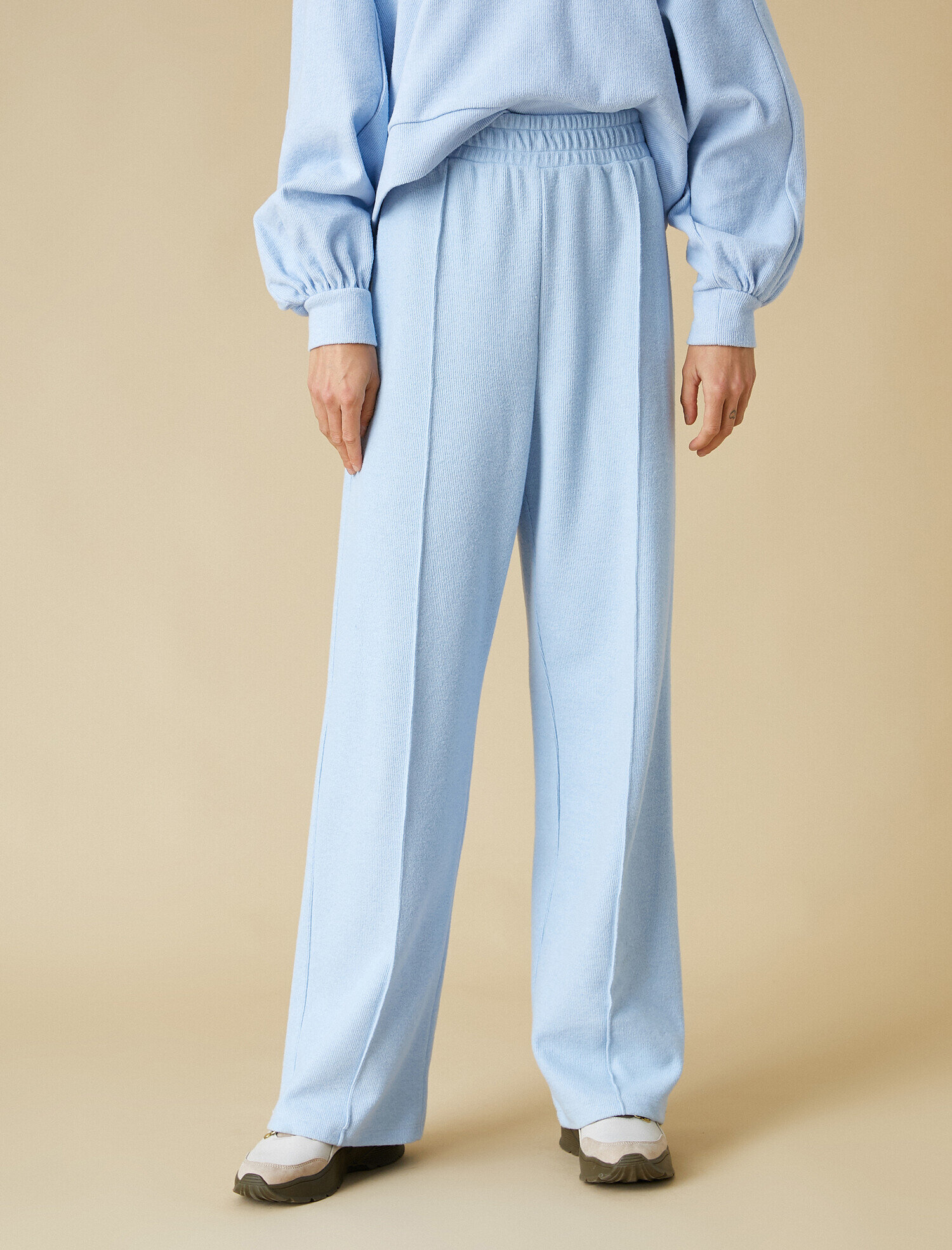   Yüksek Bel Eşofman Altı Beli Lastikli Geniş Paça