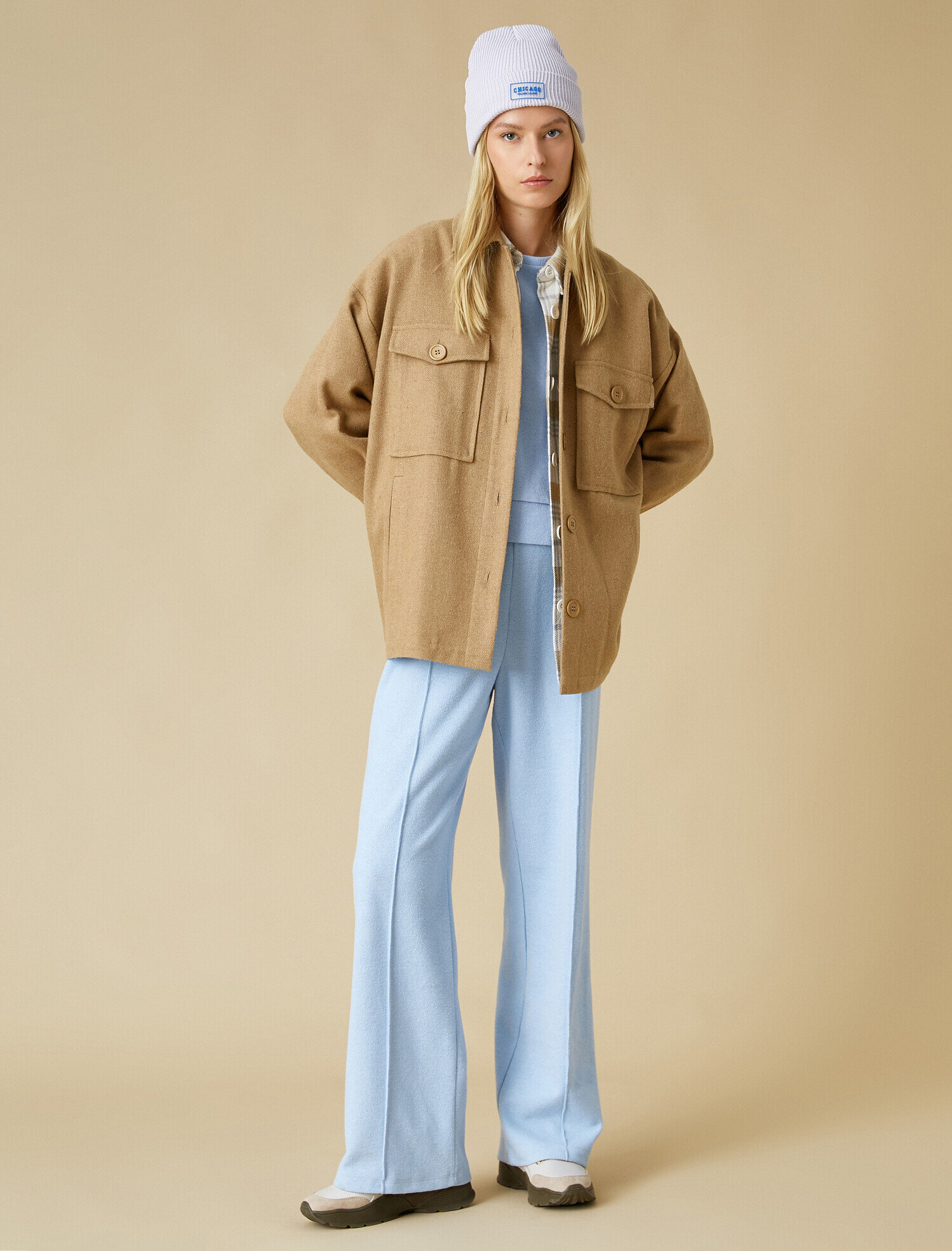   Yüksek Bel Eşofman Altı Beli Lastikli Geniş Paça