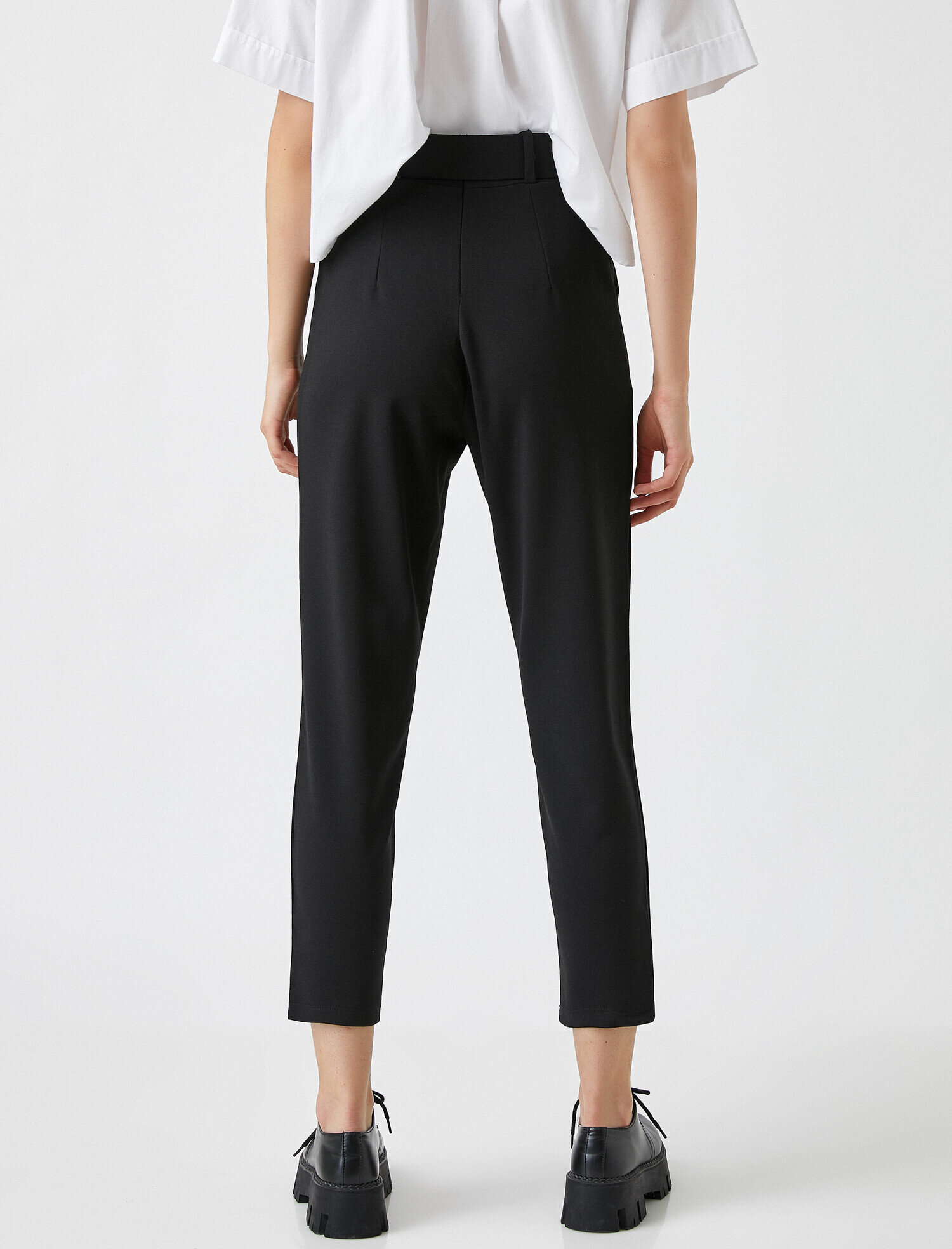   Yüksek Bel Culotte Pantolon Kemerli Cepli