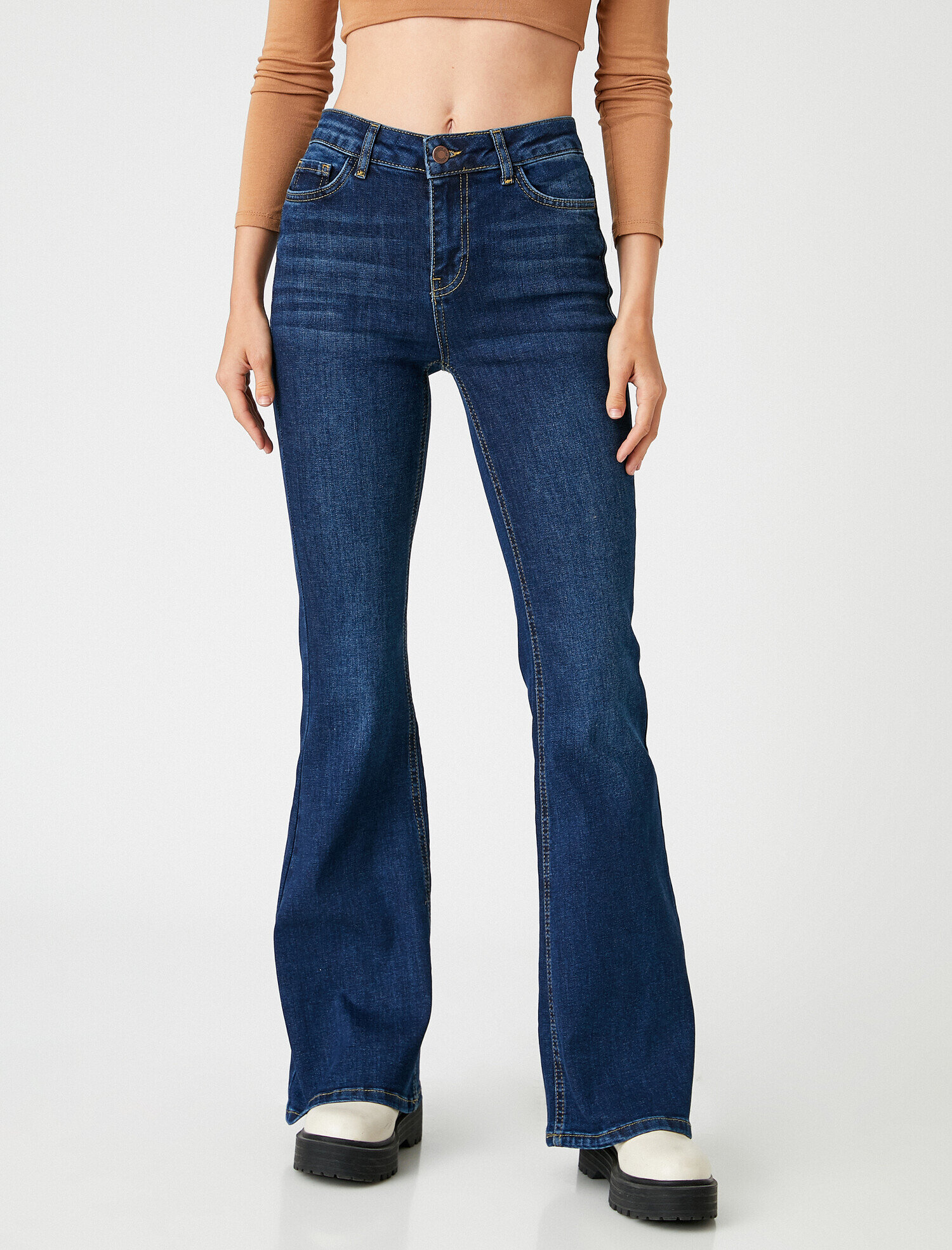   Yüksek Bel İspanyol Paça Kot Pantolon