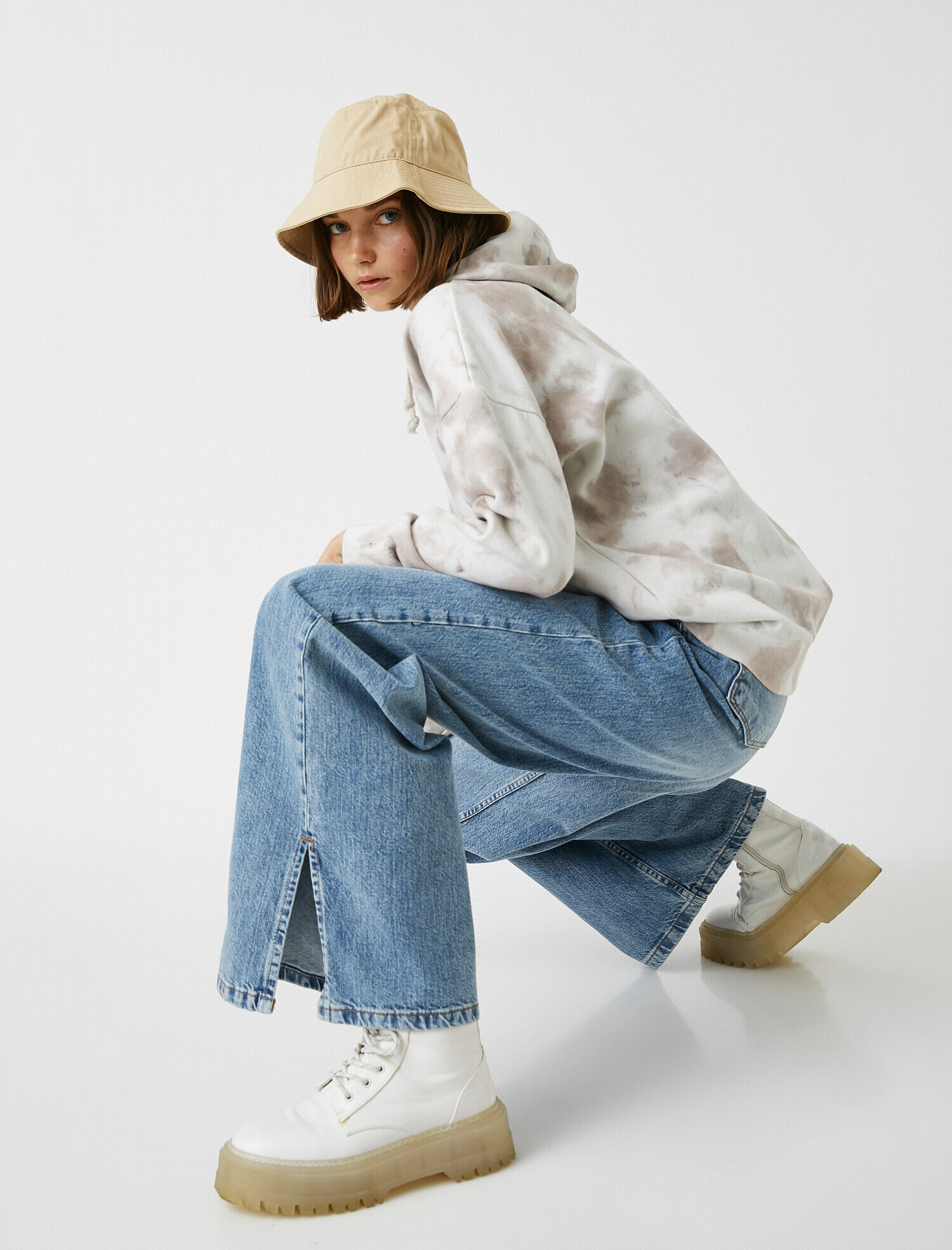   Bol Paça Yüksek Bel Kot Pantolon - Bianca Jean