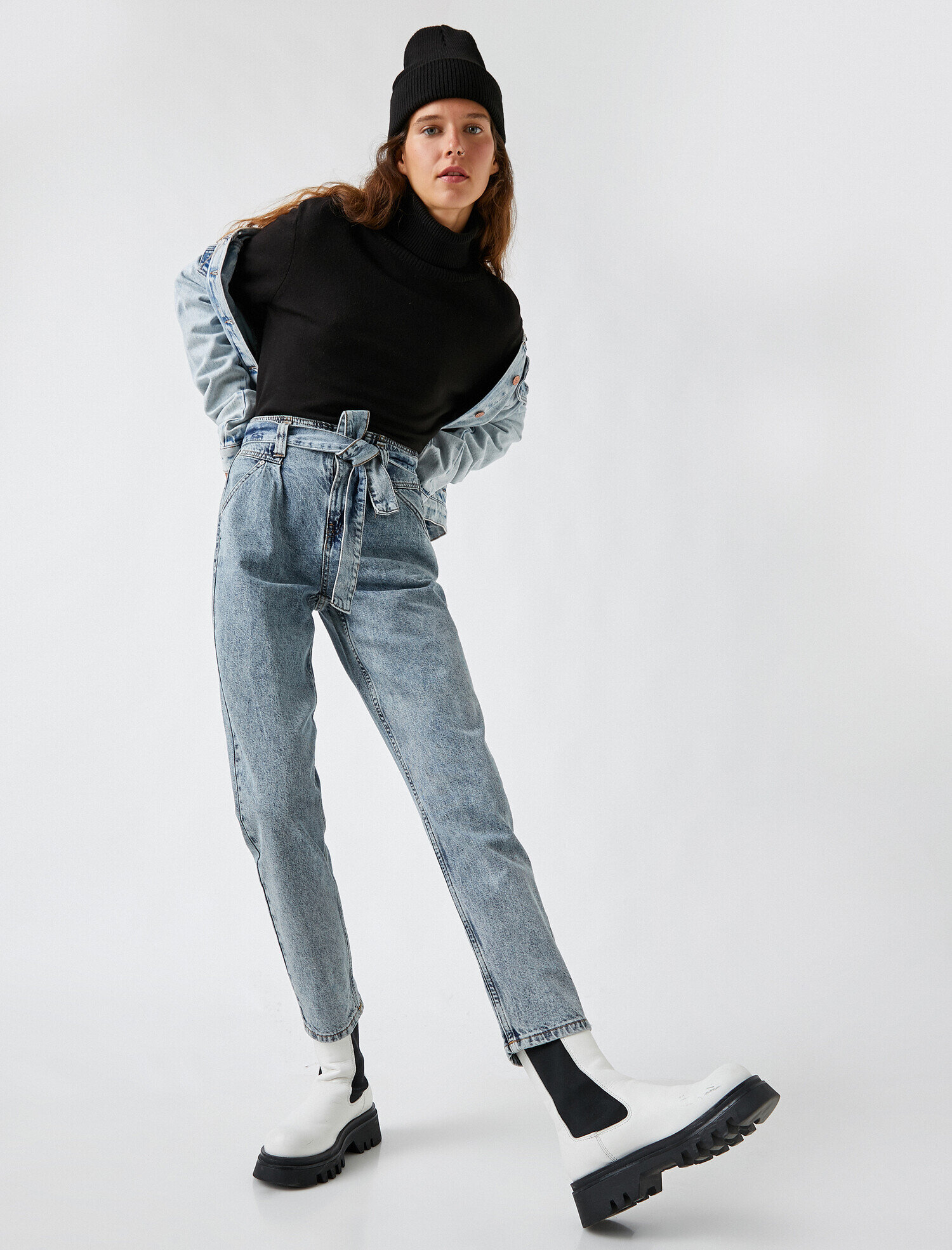   Yüksek Bel Normal Paça Kot Pantolon - Mom Jean