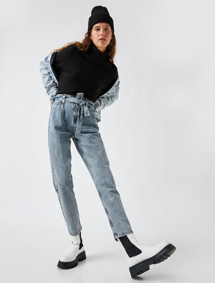  Yüksek Bel Normal Paça Kot Pantolon - Mom Jean