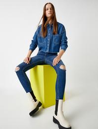 Ekstra Yüksek Bel Skinny Yırtık Kot Pantolon - Taylor Jean