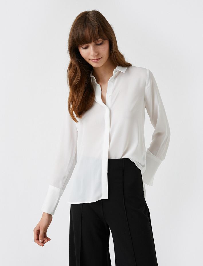  Poplin Gömlek Uzun Kollu Kalın Manşetli