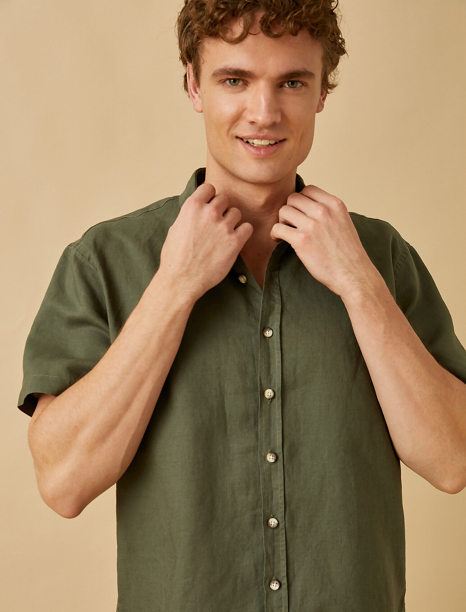 Keten Gömlek Kısa Kollu