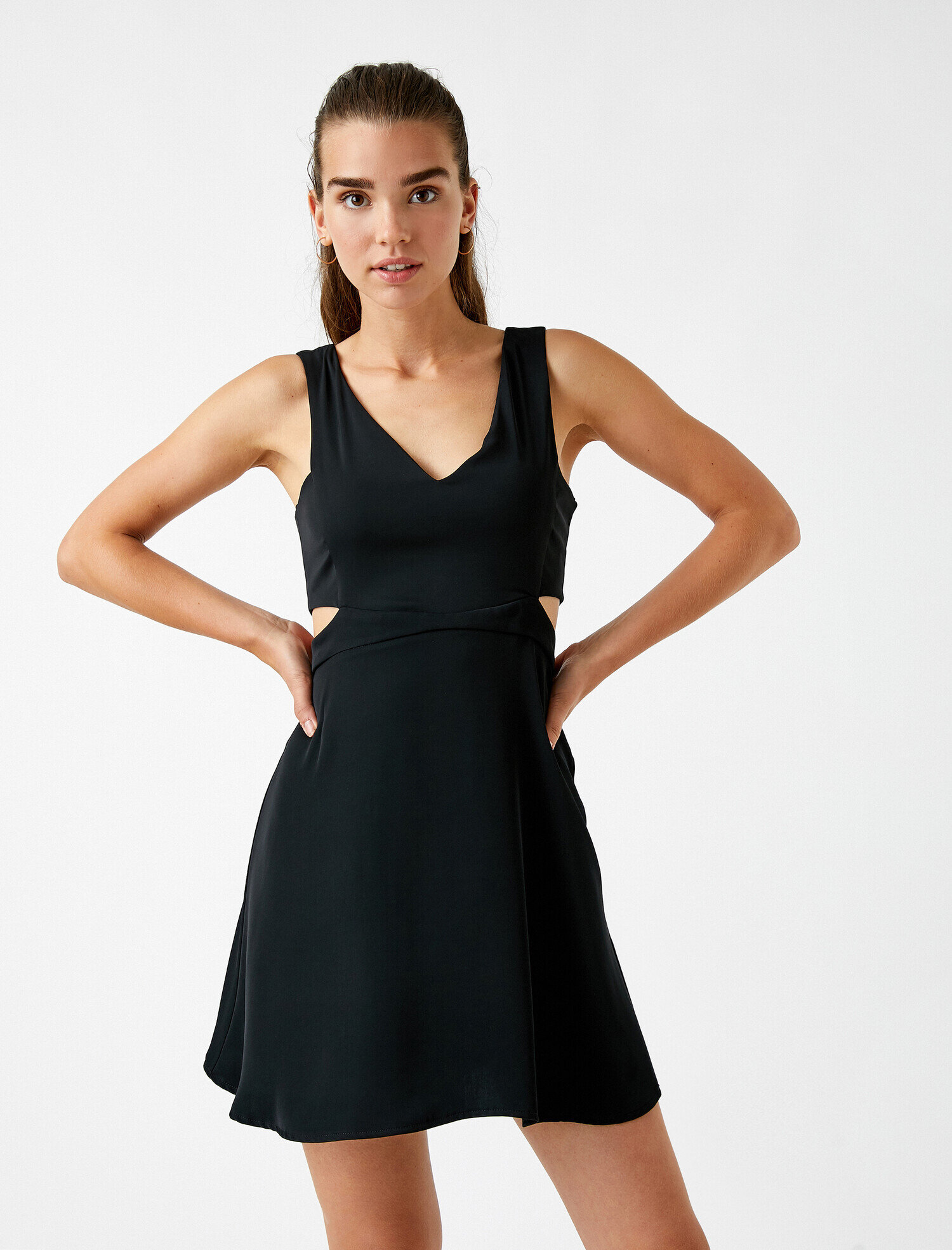   Bel Dekolteli Elbise Mini V Yaka