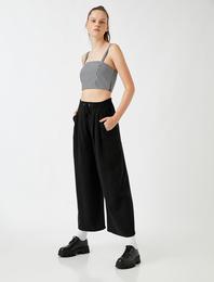 Beli Lastikli Pantolon Pileli Geniş Paça