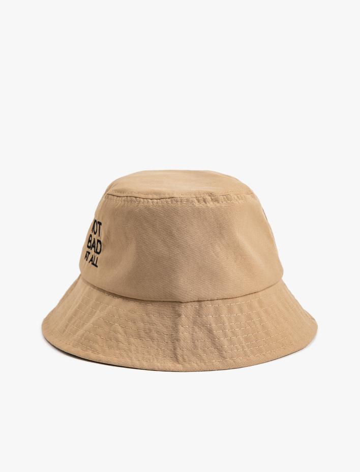 Erkek Bucket Şapka Slogan Detaylı