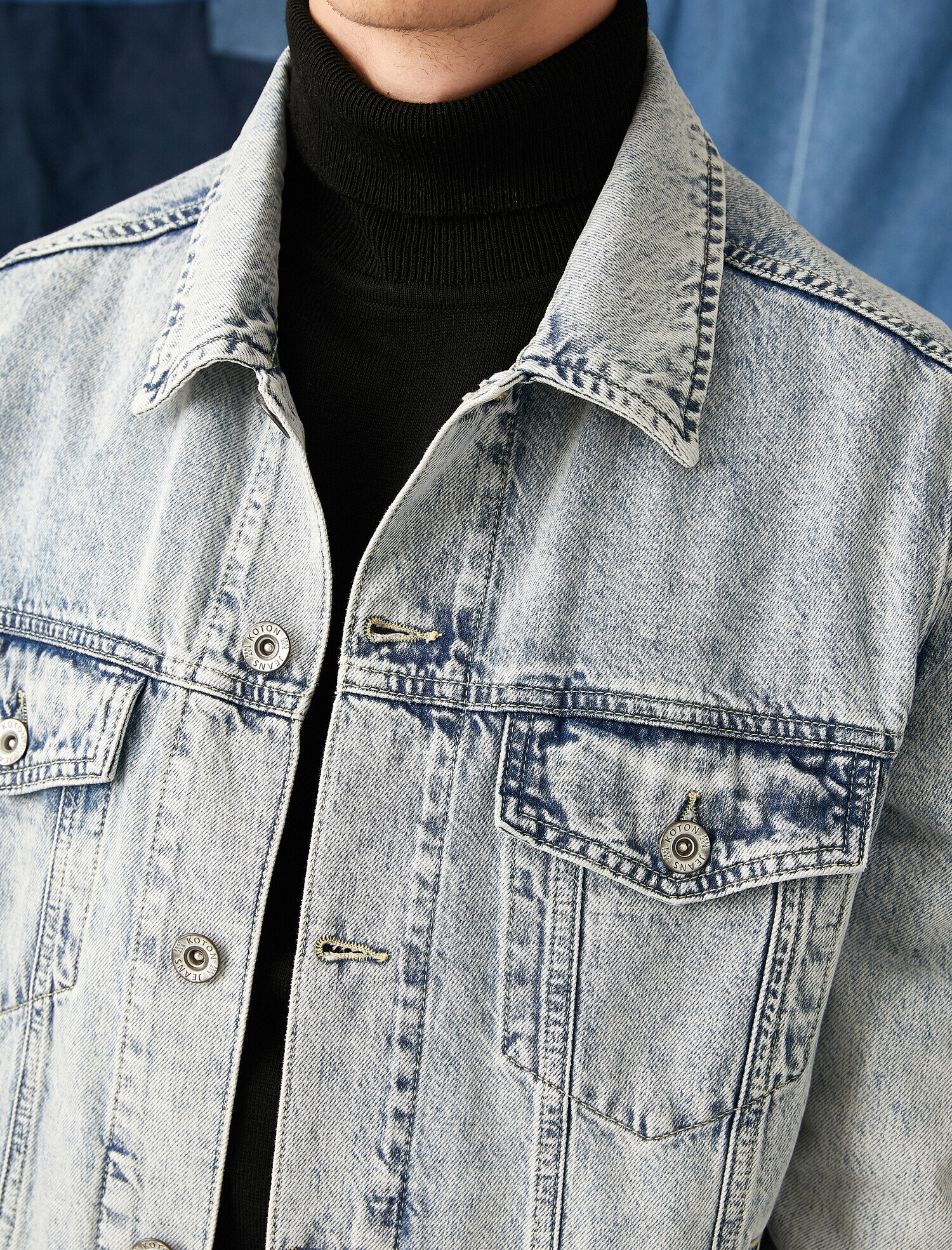   Ağartılmış Kot Ceket Pamuklu