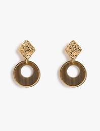 Geometrik Küpe Gold Detaylı