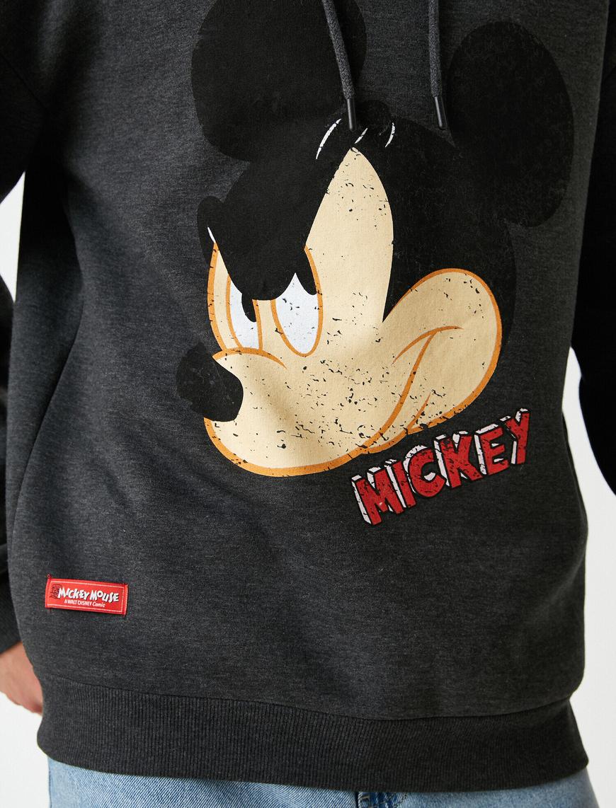   Oversize Mickey Mouse Kapşonlu Sweatshirt Lisanslı Baskılı