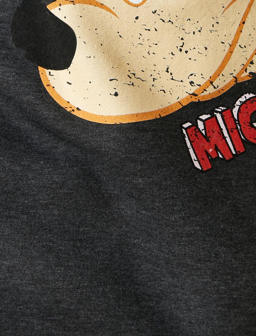   Oversize Mickey Mouse Kapşonlu Sweatshirt Lisanslı Baskılı
