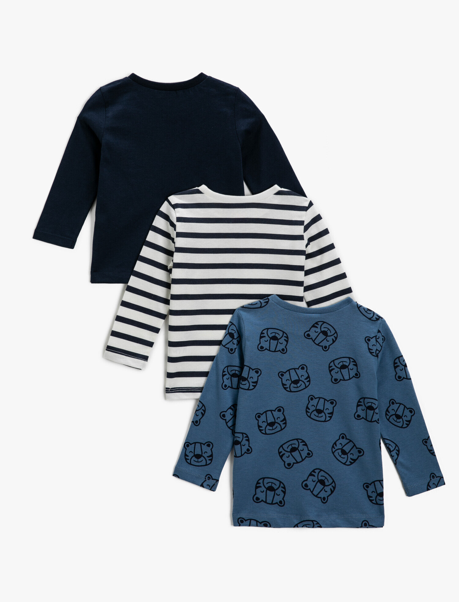  Erkek Bebek Baskılı Uzun Kollu Tişört 3'lü Set Pamuklu