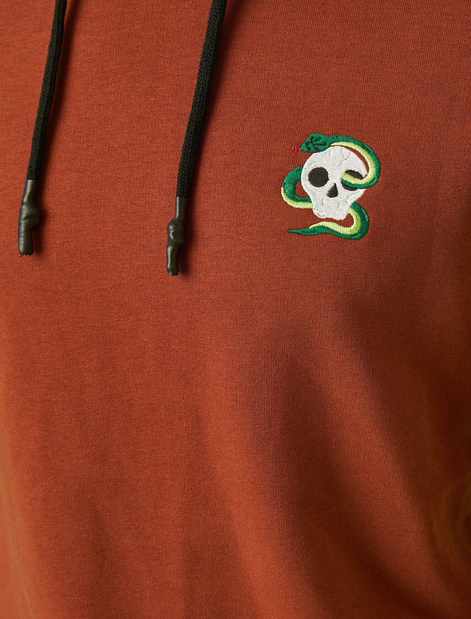   Kuru Kafa İşlemeli Kapşonlu Sweatshirt