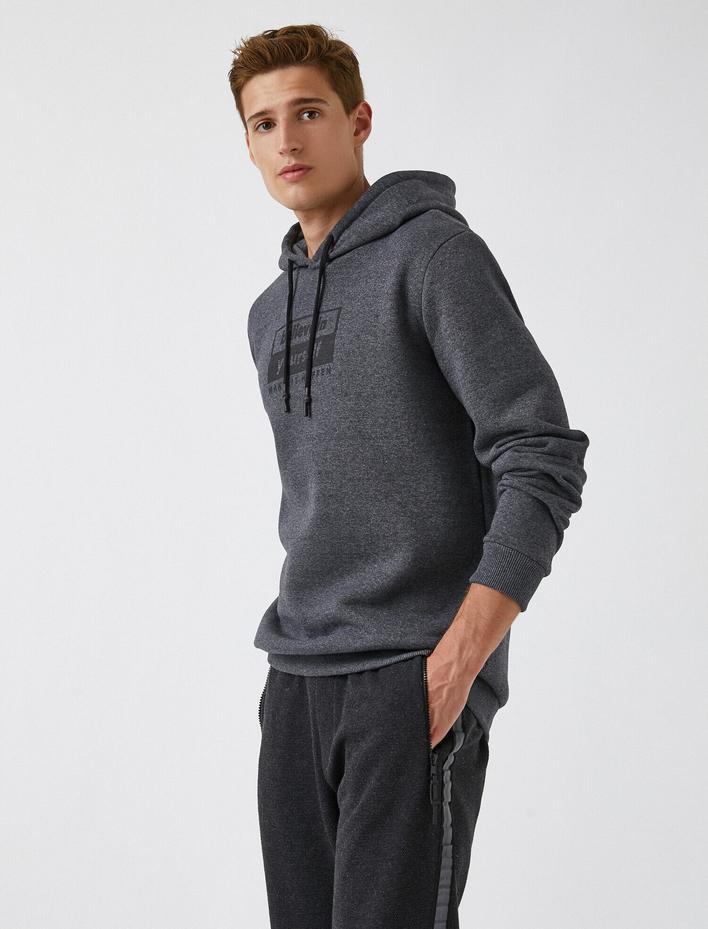  Baskılı Sweatshirt Kapşonlu