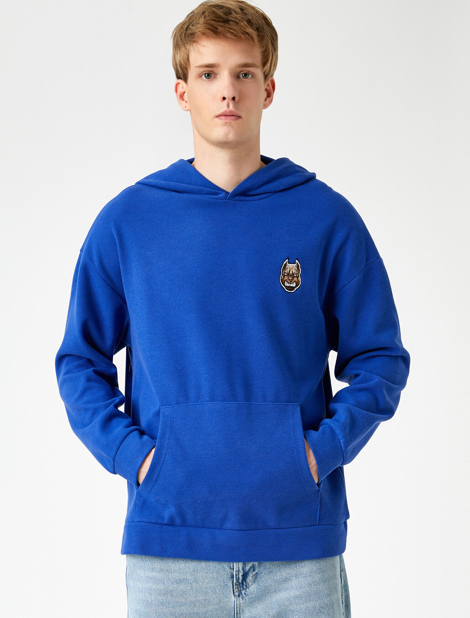   Minimal İşlemeli Sweatshirt Kapşonlu