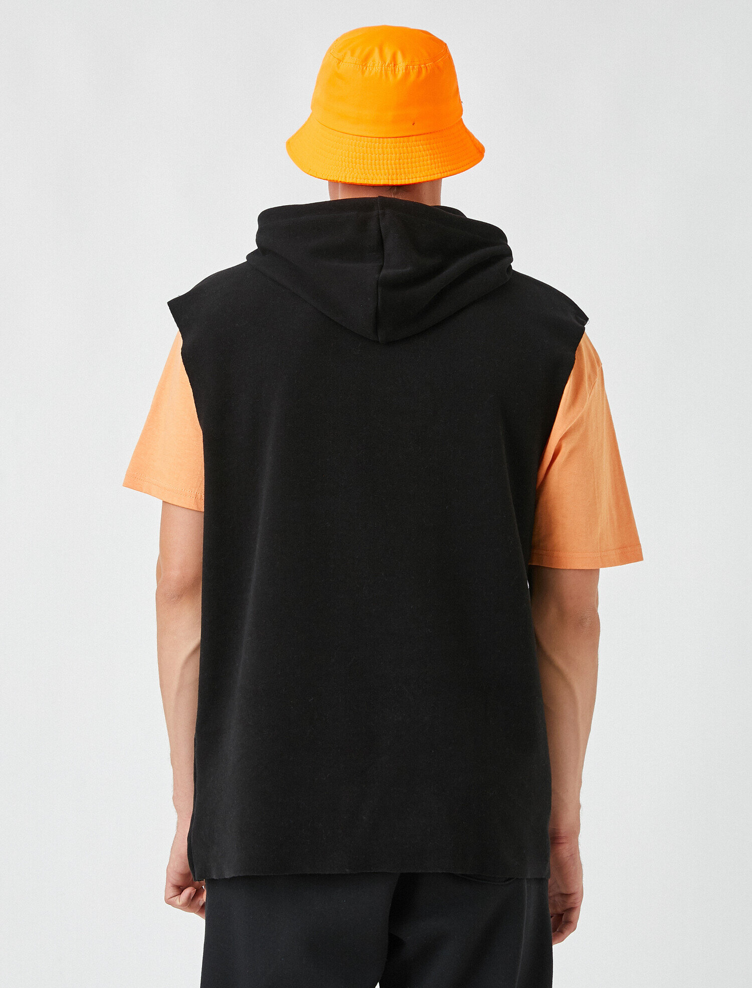 Kapüşonlu Basic Kolsuz Sweatshirt
