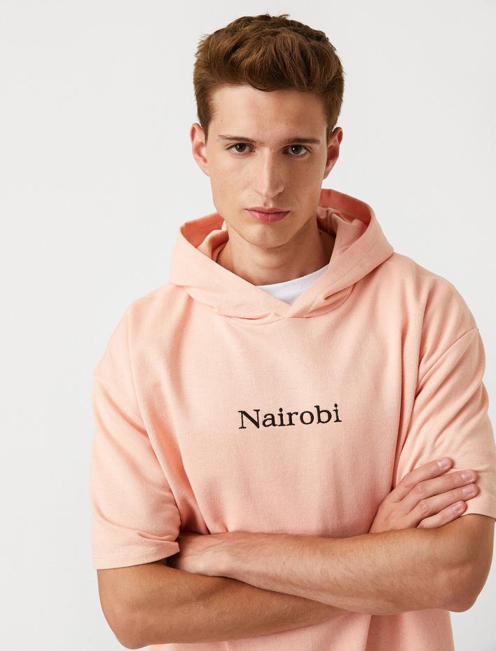  Kısa Kollu Sweatshirt Kapüşonlu