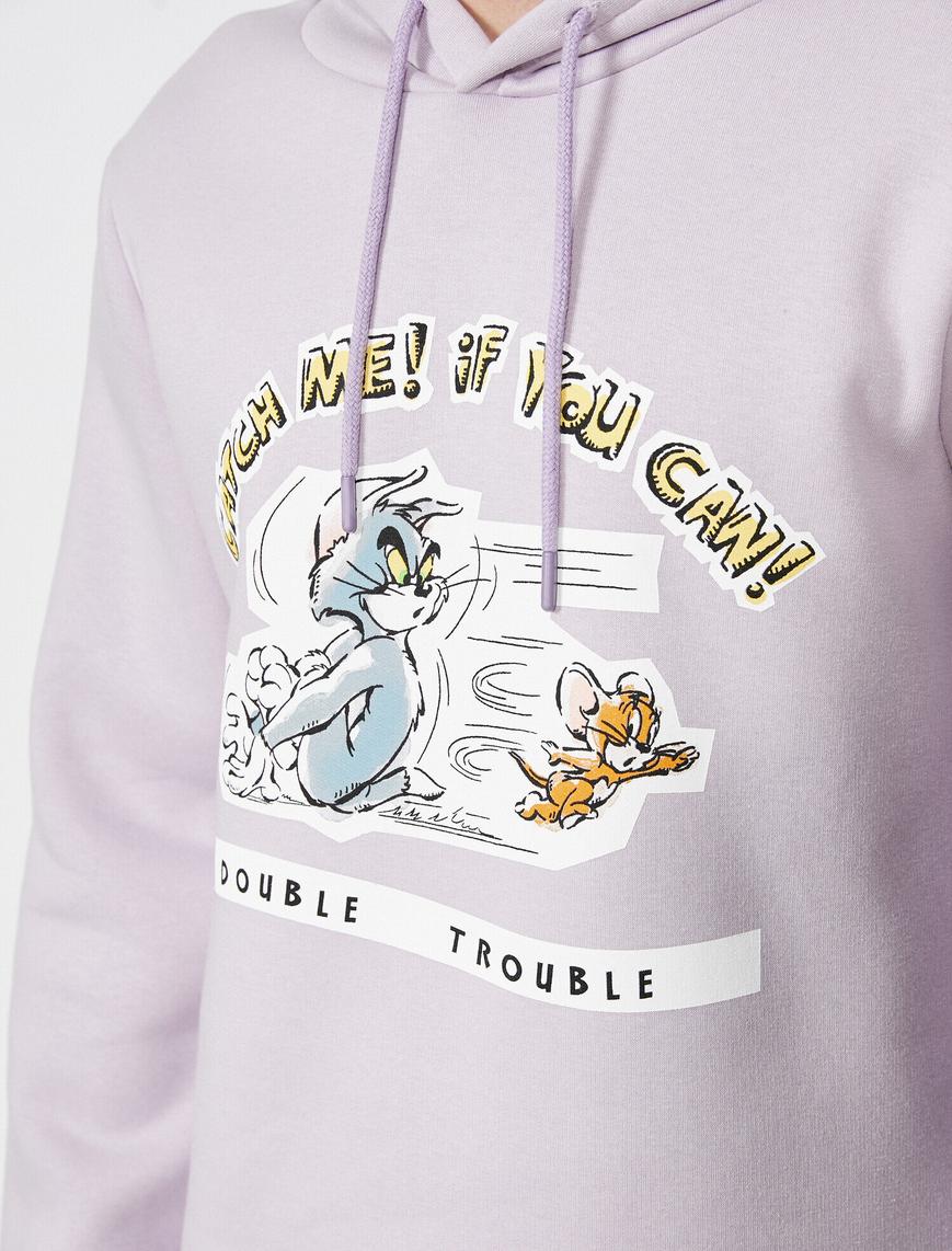   Tom ve Jerry Oversize Kapşonlu Sweatshirt Lisanslı Baskılı
