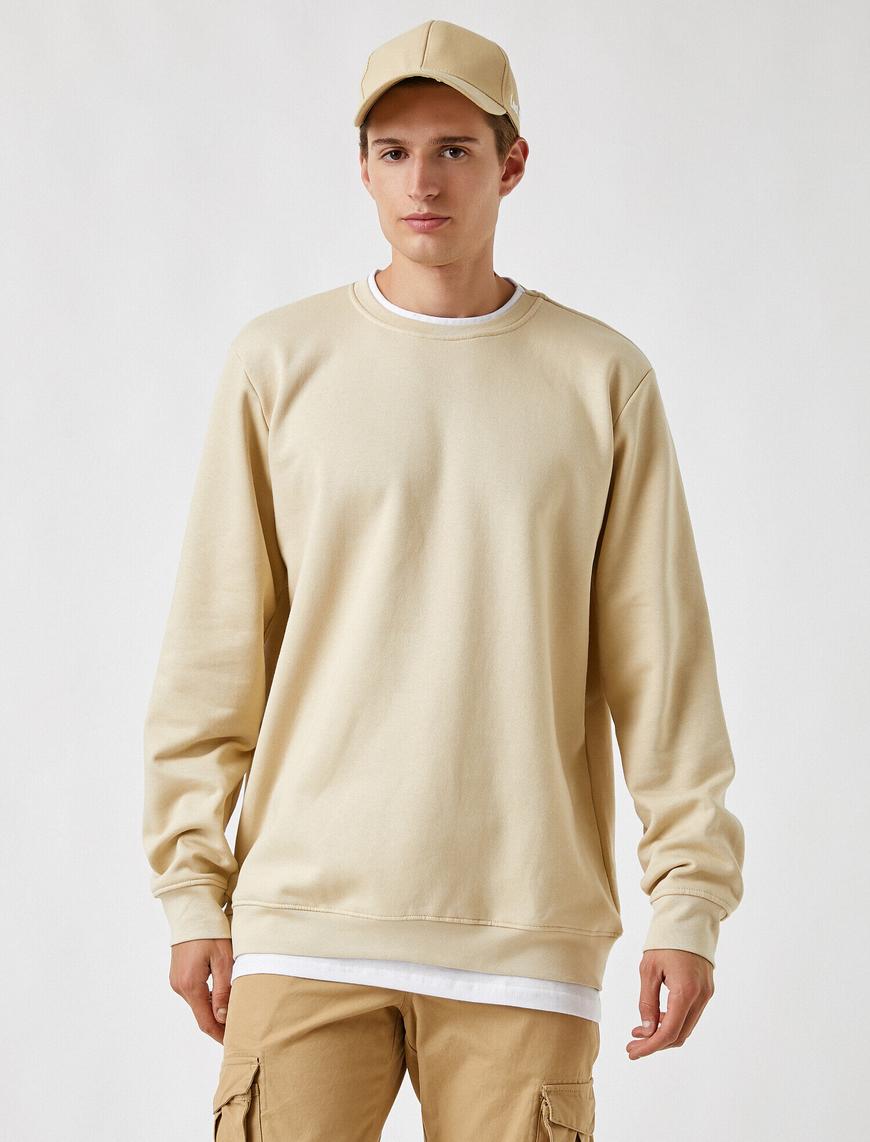   Basic Sweatshirt Şardonlu Bisiklet Yaka