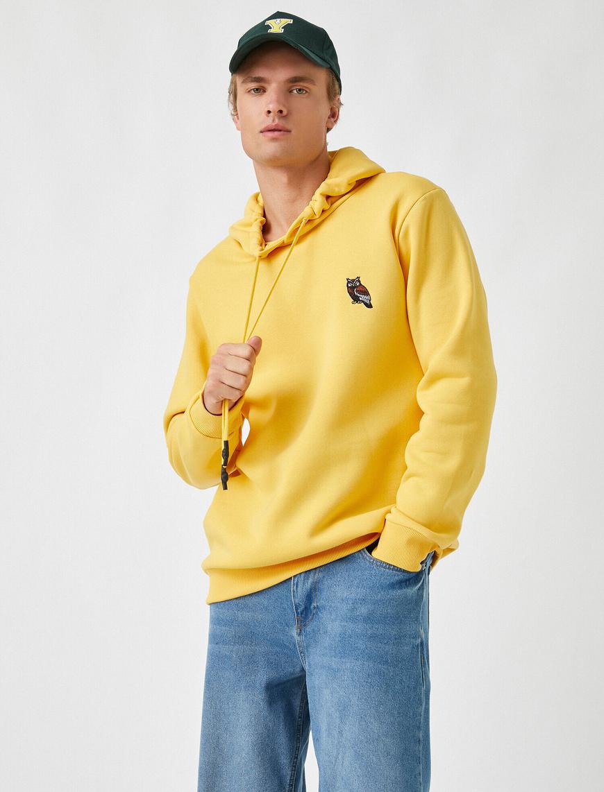   Baykuş İşlemeli Kapüşonlu Sweatshirt