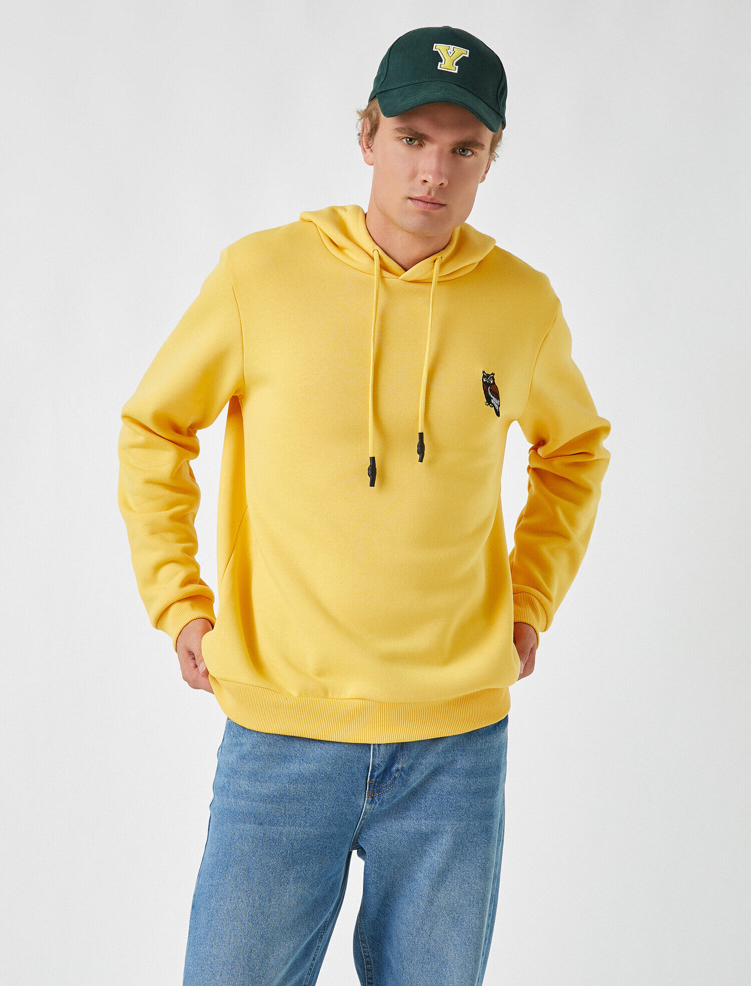   Baykuş İşlemeli Kapüşonlu Sweatshirt