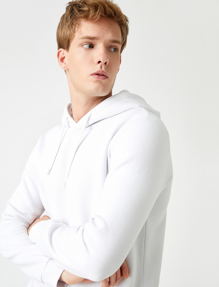  Basic Kapşonlu Sweatshirt Şardonlu