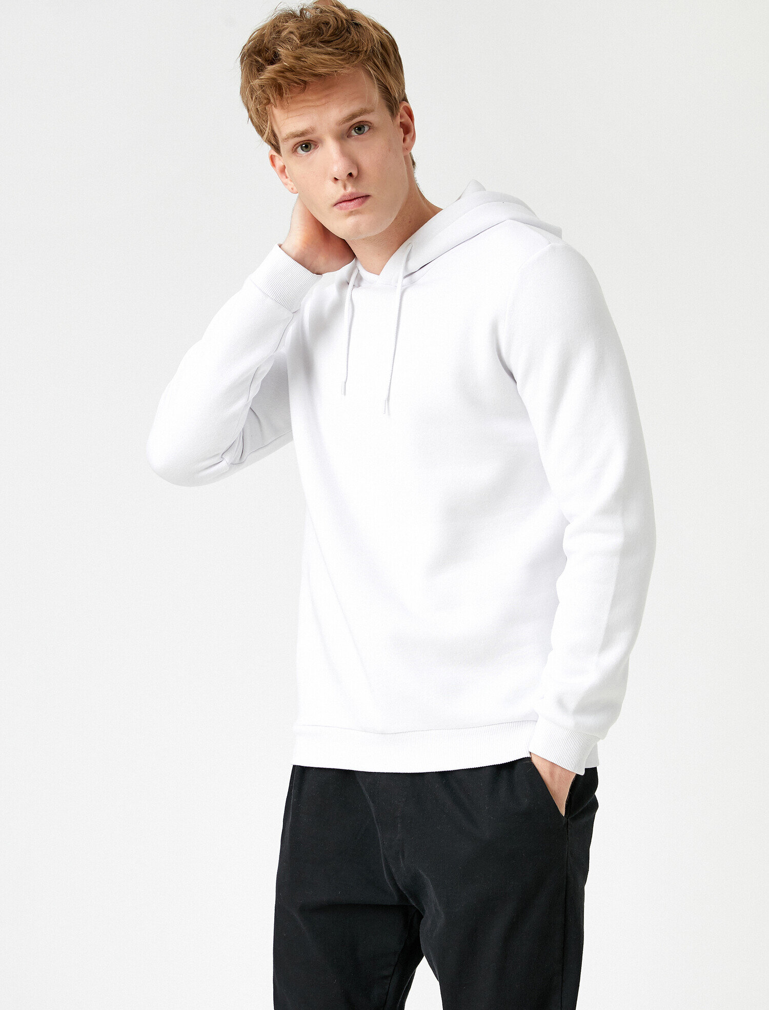   Basic Kapşonlu Sweatshirt Şardonlu