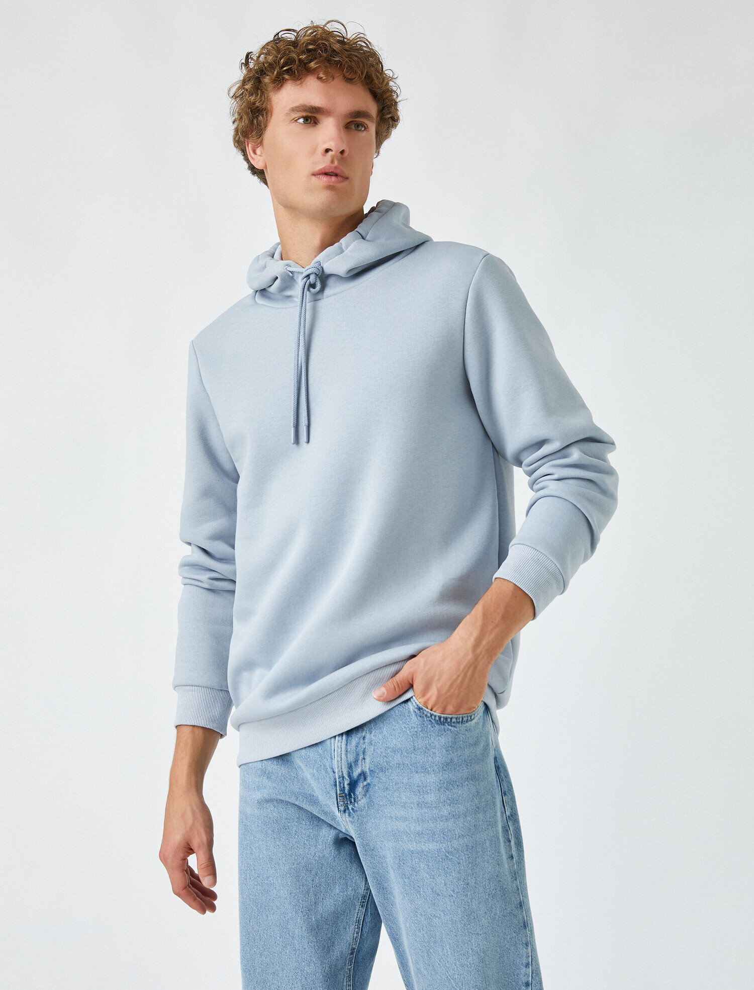  Basic Kapşonlu Sweatshirt Şardonlu
