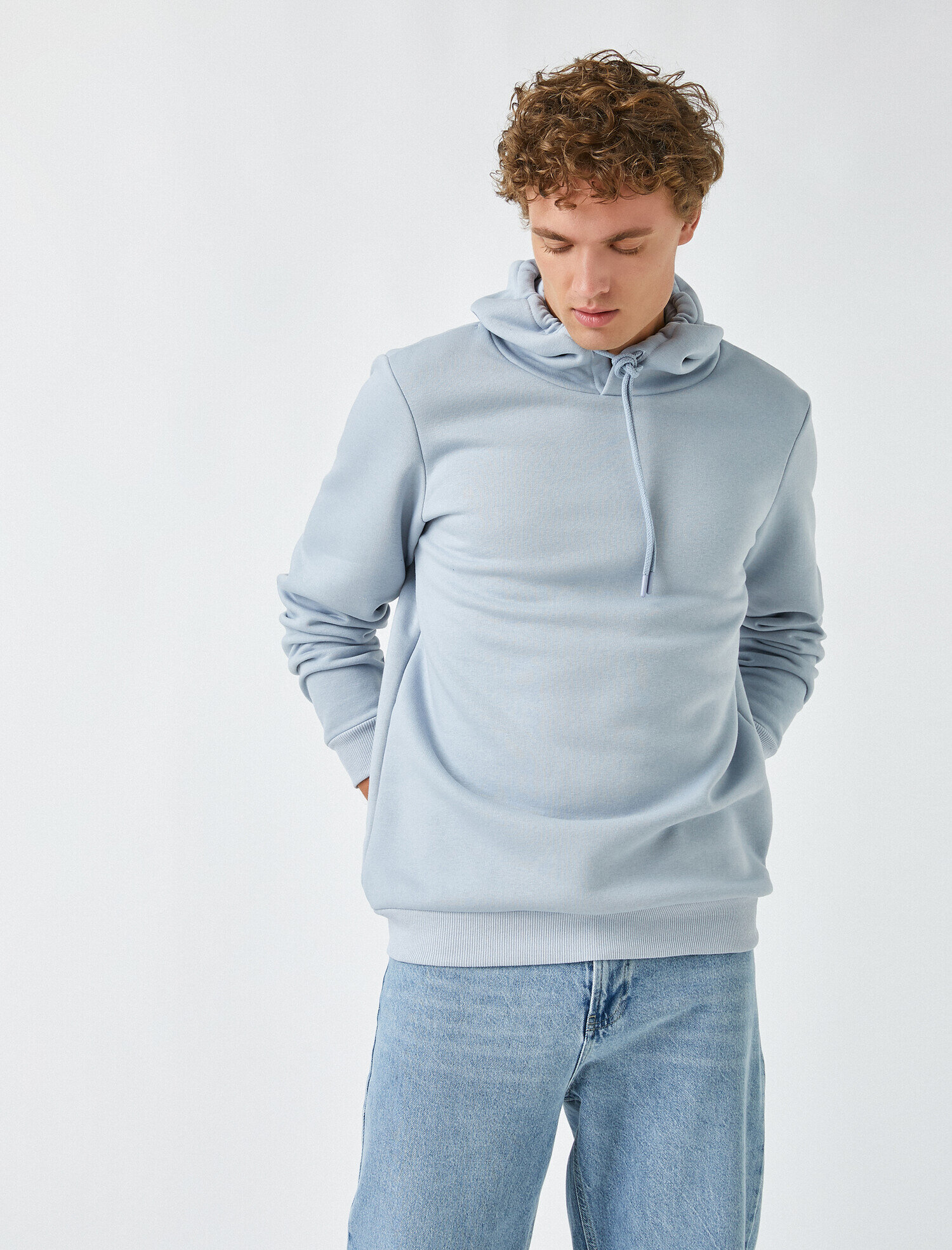   Basic Kapşonlu Sweatshirt Şardonlu