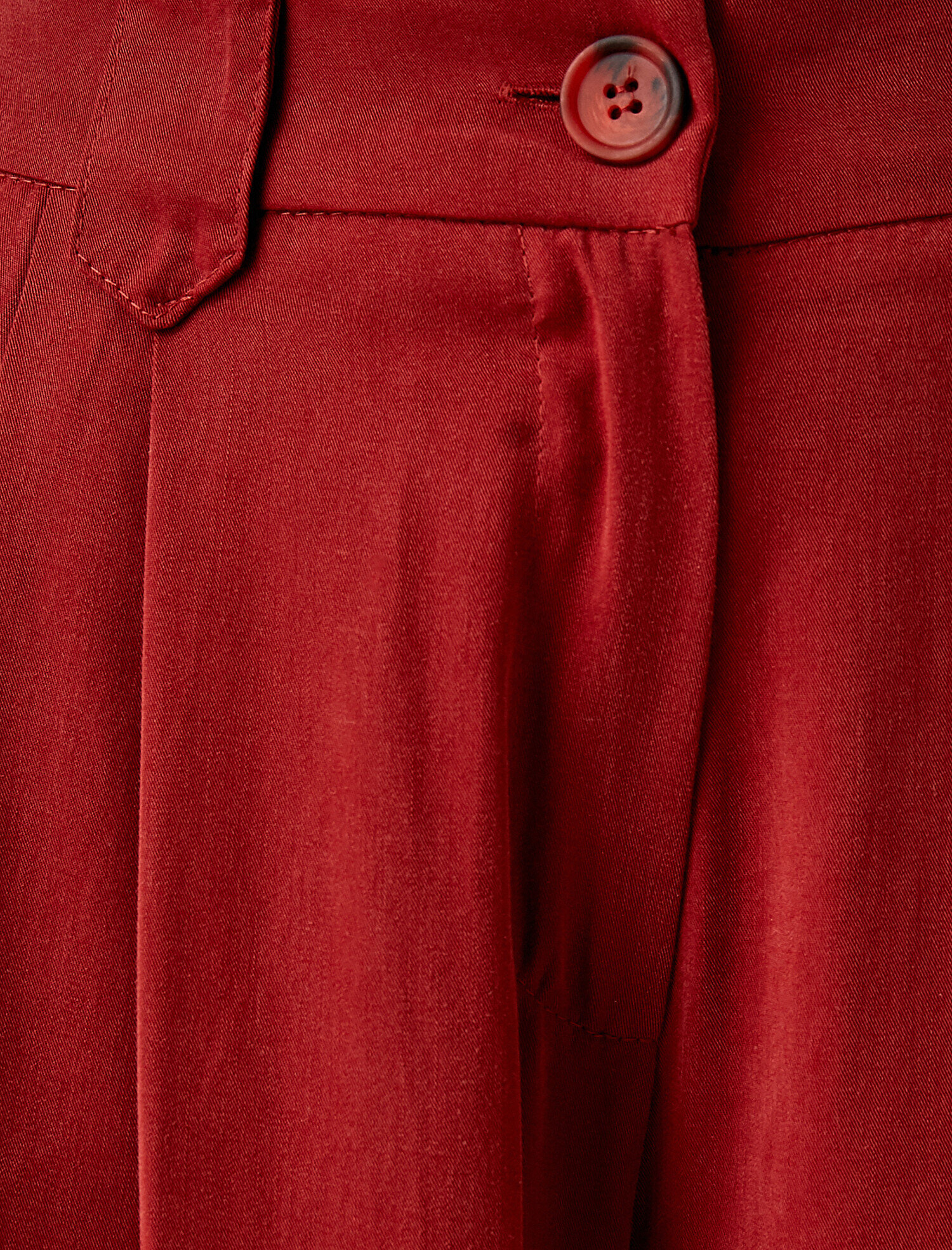   Yüksek Bel Pantolon Düğmeli Geniş Paça