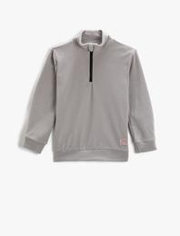 Boğazlı Polar Sweatshirt Fermuarlı