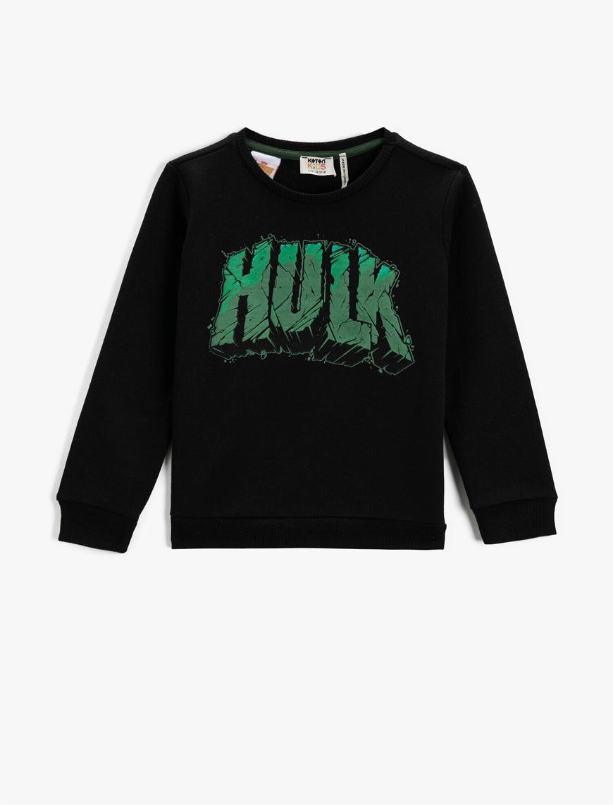  Erkek Çocuk Hulk Marvel Baskılı Lisanslı Sweatshirt Bisiklet Yaka