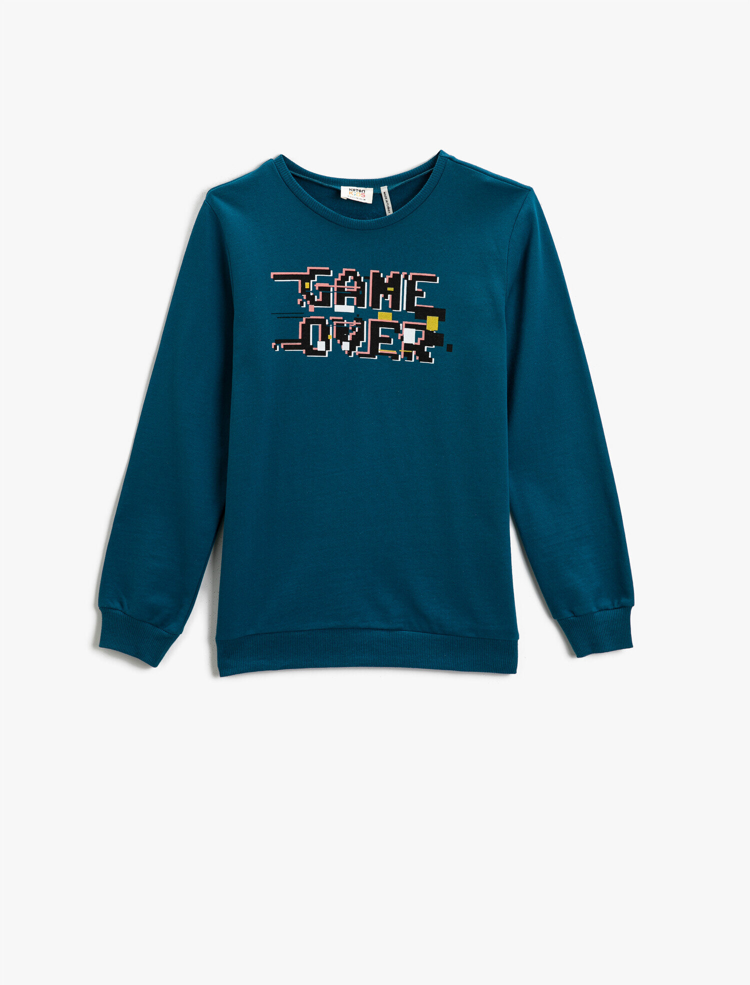  Erkek Çocuk Yazı Baskılı Sweatshirt Bisiklet Yaka Pamuklu