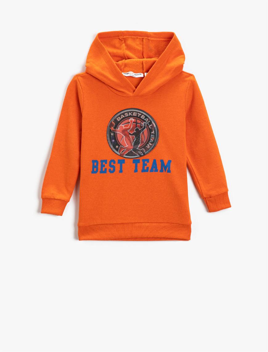  Erkek Çocuk Best Team Baskılı Kapüşonlu Sweatshirt